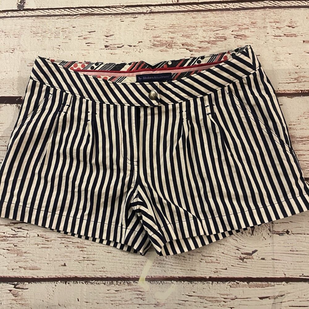 Modern Amusement Shorts Women's Size 2 Stripped White Blue